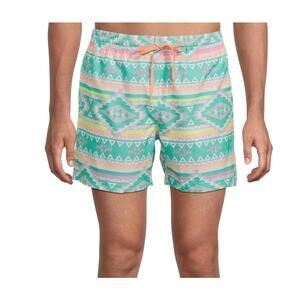 Chubbies The En Fuegos Teal Geometric Classic Swim Trunk Size Large